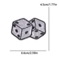 Glitter embroidered dice patch sparkling silver fabric badge for hat clothing DIY decoration - Cartoon Dice Design (PE18047CT)