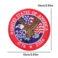 US 250th Anniversary embroidered patch, patriotic eagle flag design, 10cm round badge. - Round Eagle 250 Years Style (PE17104CT)