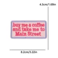Retro embroidered patch with funny letter text, ideal for DIY clothing and bags decor. - Pink Blue Coffee (PE19220CT)