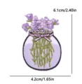 Parche bordado de flor de lavanda en florero, accesorio decorativo DIY para ropa, 6.1x4.2 cm - Jarrón de Lavanda (PE17099CT)