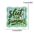 Colorful striped embroidered patch with summer lettering, perfect for DIY clothing decoration. - Colored Stripe Summer (PE19222CT)
