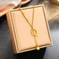 Collier pendentif lettre Q en acier inoxydable plaque or 18k pour femmes mode. - Lettre Q (WY006SL) / Or