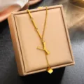 Élégant collier pendentif lettre Y en acier inoxydable luxe titane or bijoux de mode pour femmes - Lettre Y (WY006SL) / Or