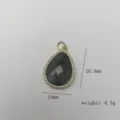 Naturstein Tropfen Anhänger Detailansicht, Mikro Zirkonia Pavé, Größe 26.5x19mm Schmuck. - Blitzstein (Labradorit)