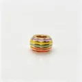 Detailed close-up view of a gold-plated colorful striped enamel bead for DIY charm jewelry. - M05