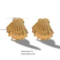 Gold shell stainless steel earrings fashion minimalist vacation style jewelry for women - 3D Shell Style (FYD6184)