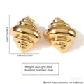 Gold stainless steel croissant earrings geometric shell shape fashion jewelry for women - Conch Swirl Style (HQ6009)