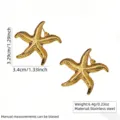 Gold starfish stainless steel stud earrings ocean style resort jewelry for women summer beach - Textured Starfish Style (FYD6205)