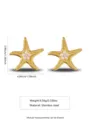 Gold stainless steel starfish stud earrings with pearl center, resort style jewelry. - Pearl Inlaid Starfish Style (FYD6038EH)