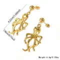 Gold stainless steel octopus dangle earrings, ocean style marine jewelry for women. - Golden Octopus Style (FYD6115EH)