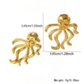Gold stainless steel octopus earrings resort style ocean theme jewelry 3.43cm size - 3D Octopus Style (FYD6116EH)