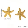 Gold starfish stainless steel stud earrings minimalist beach vacation jewelry pieces - Simple Starfish Style (FYD6118EH)