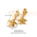 Gold stainless steel starfish hoop earrings, beach vacation style, fashion jewelry. - Starfish Hoop Earring Style (FYD6201EH)