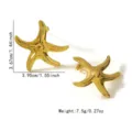 Gold starfish stainless steel earrings minimalist resort style titanium steel jewelry piece. - 3D Starfish Style (FYD6241EH)