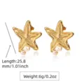 Gold starfish pearl earrings stainless steel chic vacation style fashion jewelry 25.8mm - Starfish Artificial Pearl Style (FYD6155EH)