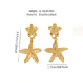 Gold Stainless Steel Starfish Drop Earrings Resort Style Minimalist Flower Jewelry Variant - Flower Starfish Style (FYD6073EH)