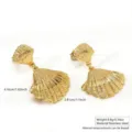 Gold stainless steel seashell drop earrings resort style simple fashion chic jewelry lightweight - Simple Shell Style (FYD6132EH)