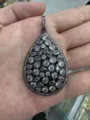 Großer rauchschwarzer Tropfen Kristall Anhänger Mode geometrischer Schmuck für Damen - Wassertropfen Gewehrschwarz Pave Anhänger Ohne Kette