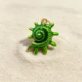 Close up of a green enamel conch shell copper pendant, ideal for DIY ocean style jewelry accs. - Pendant Only (Without Chain) / Green