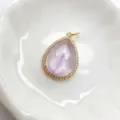 Exquisiter tropfenförmiger Amethyst-Anhänger mit Zirkonia und goldener Einfassung für DIY. - Anhänger Ohne Kette (D1-04) / Hellviolett
