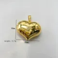 Ciondolo a cuore bombato placcato in oro per collana fai da te orecchini gioielli - Stile Cuore Medio Stella e Foglia (4#) / Pendente Singolo (Catena Non Inclusa) / Oro