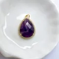 Tropfenförmiger Amethyst Anhänger vergoldet mit Zirkon DIY Schmuck Accessoire einzigartig - Amethyst