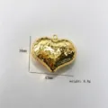Ciondolo a cuore 3D sfaccettato dorato per gioielli fai da te collana orecchini accessori 36x43mm - Stile Cuore Medio Sfaccettato (2#) / Pendente Singolo (Catena Non Inclusa) / Oro
