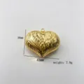Ciondolo a cuore 3D placcato oro ciondoli per collana DIY orecchini creazione gioielli - Stile Cuore Medio Liscio Sfaccettato (3#) / Pendente Singolo (Catena Non Inclusa) / Oro