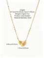 Stainless steel gold heart pendant necklace with adjustable chain and delicate design. - Heart Pendant Necklace (RT147XL) / Gold