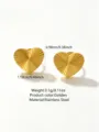 Orecchini a cuore in acciaio inossidabile dorato con texture radiale, gioielli eleganti. - Orecchini a Cuore (RT147HE)