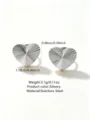Orecchini a cuore in acciaio inox con texture radiante, gioielli moda per donne. - Orecchini a Cuore (RT147HE-1)