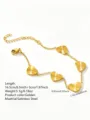 Bracciale Cuore Acciaio Inossidabile Dorato Donna Moda Gioielli Regalo 16.5+5cm - Bracciale a Cuore (RT147SL)
