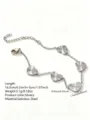 Bracciale cuore in acciaio inossidabile da donna, elegante gioiello con catena argento. - Bracciale a Cuore (RT147SL-1)