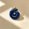 Vue détaillée du superbe pendentif exquis en pierre précieuse sculptée en forme de coquillage. - Style 09#