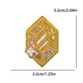 Parche bordado de gema con purpurina dorada insignia decorativa DIY para bolsos gorros - Piedra Preciosa Dorada (PE16478CT)
