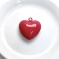 Detailed view of a glossy red enamel heart charm pendant for DIY necklace jewelry crafting. - Pendant Only / Red