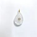 Natural crystal teardrop pendant with shiny central zircon and gold bail for DIY necklace making. - Pendant Only (Without Chain) / White Crystal