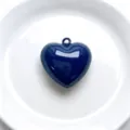 Blue glossy heart pendant detail shot, stylish copper baked paint DIY jewelry accessory. - Pendant Only / Navy Blue