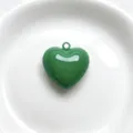 Green enamel heart pendant detail shot, glossy finish charm for DIY handmade jewelry crafting. - Pendant Only / Green