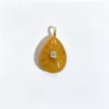 Natural stone crystal teardrop pendant detail shot, exquisite gold bail and center zircon. - Pendant Only (Without Chain) / Topaz