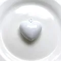 White heart pendant detail, glossy enamel finish DIY jewelry accessory close up view. - Pendant Only / White