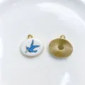 Enamel blue bird oval metal pendant charm, retro DIY necklace accessory with gold back. - Oval Bird Pendant Only (Without Chain)