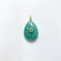 Green teardrop natural stone pendant with central zirconia crystal for DIY necklace detail - Pendant Only (Without Chain) / Amazonite