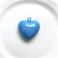 Blue enamel heart pendant detail, copper plated DIY charm for handmade necklaces and accessories. - Pendant Only / Sky Blue