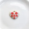 Close up view of red rose heart pendant detail, elegant golden rim enamel jewelry component. - Red Rose Grid Style (C01-5)