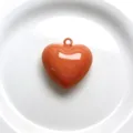 Orange baked paint heart pendant charm for DIY handmade jewelry and necklace accessories. - Pendant Only / Orange