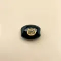 Schwarzer ovaler Anhänger mit goldenem Rand und klarem Kristall für DIY Ketten Schmuck Basteln. - Nur Anhänger (Ohne Kette) / C09-Schwarzer Onyx