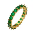 Gold plated stainless steel full eternity ring with green cubic zirconia stones for women fashion. - Round Green Zirconia Style (R146)