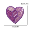 Heart glitter embroidery patch purple crystal DIY clothing badge for bags and hats accessory - Purple Heart Gemstone (PE16514CT)