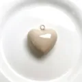 Close-up detail of glossy beige heart pendant charm for DIY handmade jewelry necklace making. - Pendant Only / Milk Tea